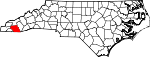 Map of North Carolina showing Macon County 