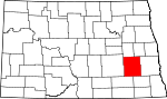 Map of North Dakota showing Barnes County 