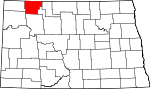 Map of North Dakota showing Burke County 