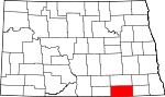 Map of North Dakota showing Dickey County 