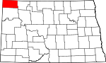 Map of North Dakota showing Divide County 