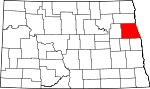 Map of North Dakota showing Grand Forks County 