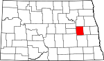 Map of North Dakota showing Griggs County 