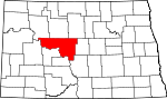 Map of North Dakota showing McLean County 