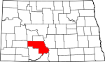 Map of North Dakota showing Morton County 