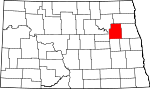 Map of North Dakota showing Nelson County 