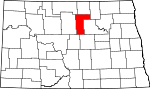 Map of North Dakota showing Pierce County 