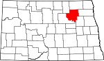 Map of North Dakota showing Ramsey County 