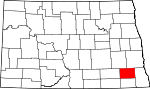 Map of North Dakota showing Ransom County 