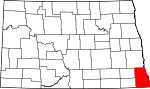 Map of North Dakota showing Richland County 