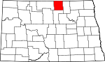 Map of North Dakota showing Rolette County 