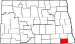 Map of North Dakota showing Sargent County 