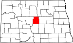 Map of North Dakota showing Sheridan County 