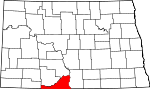 Map of North Dakota showing Sioux County 