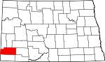 Map of North Dakota showing Slope County 