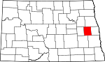 Map of North Dakota showing Steele County 