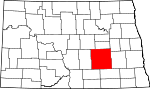 Map of North Dakota showing Stutsman County 