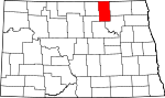 Map of North Dakota showing Towner County 