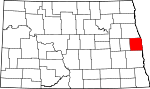 Map of North Dakota showing Traill County 