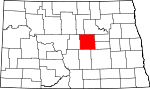 Map of North Dakota showing Wells County 