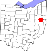 Map of Ohio showing Carroll County 