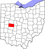 Map of Ohio showing Champaign County 