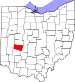 Map of Ohio showing Clark County 