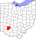 Map of Ohio showing Clinton County 