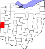 Map of Ohio showing Darke County 