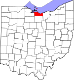 Map of Ohio showing Erie County 