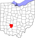 Map of Ohio showing Fayette County 