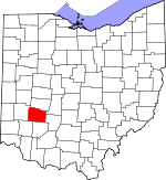 Map of Ohio showing Greene County 