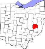 Map of Ohio showing Guernsey County 