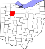 Map of Ohio showing Hancock County 