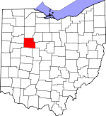 Map of Ohio showing Hardin County 