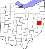 Map of Ohio showing Harrison County 