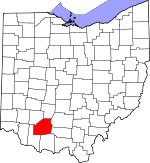 Map of Ohio showing Highland County 