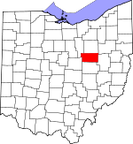 Map of Ohio showing Holmes County 