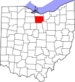 Map of Ohio showing Huron County 