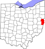 Map of Ohio showing Jefferson County 