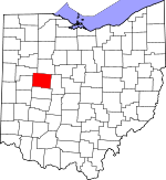 Map of Ohio showing Logan County 