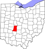 Map of Ohio showing Madison County 