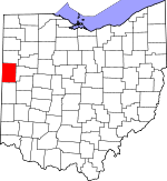 Map of Ohio showing Mercer County 