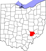 Map of Ohio showing Morgan County 