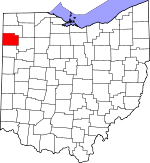 Map of Ohio showing Paulding County 