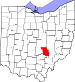 Map of Ohio showing Perry County 