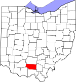 Map of Ohio showing Pike County 