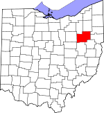 Map of Ohio showing Stark County 