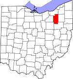 Map of Ohio showing Summit County 