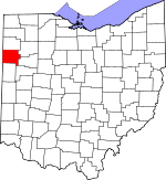 Map of Ohio showing Van Wert County 